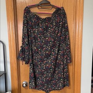 Lucky Brand Ditsy Floral Flowing Sleeve Off Shoulder Dress